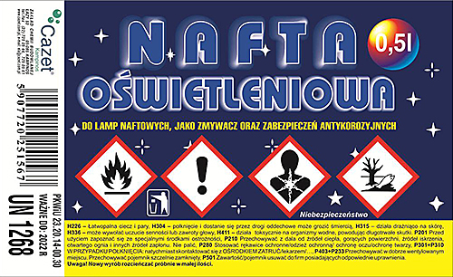 NAFTA  OŚWIETLENIOWA PKWiU 23.20.14-00.30